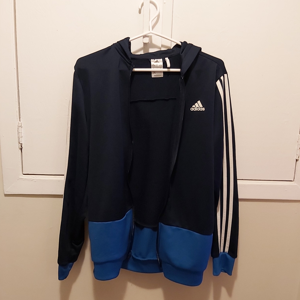 Adidas Men's Black and Blue Jacket